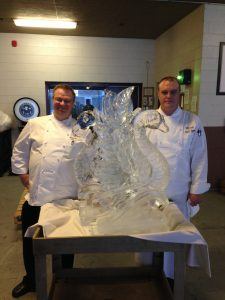 Ice Decor Sculpture Swans with chefs